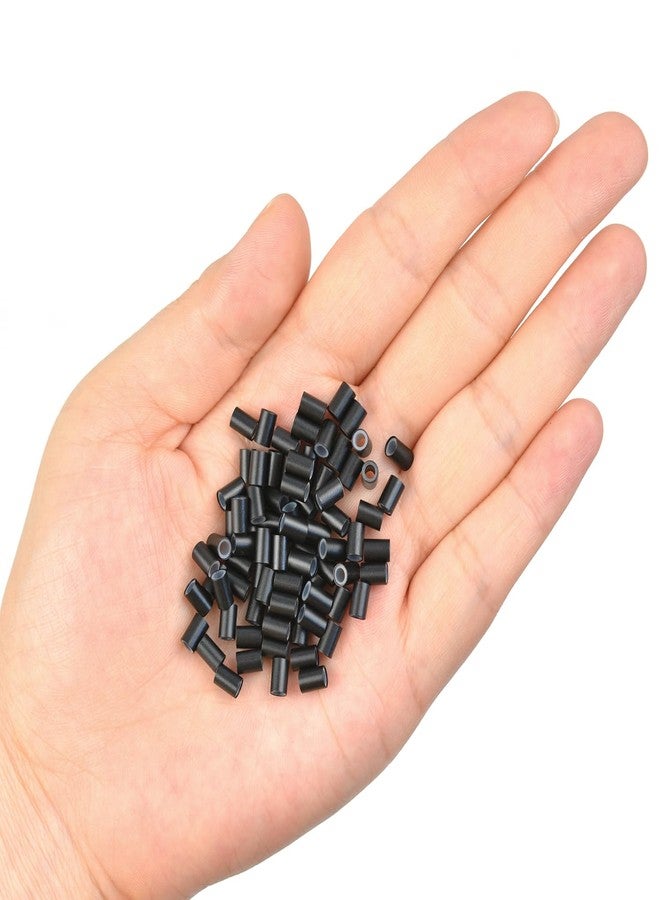 YTBYT 4.0 * 2.8 * 6.0 mm Silicone Lined Micro Ring Beads Copper Tube Micro Link Beads Hair Beads for I-Tip Hair Extensions (200 Pcs, Black) - Image 4